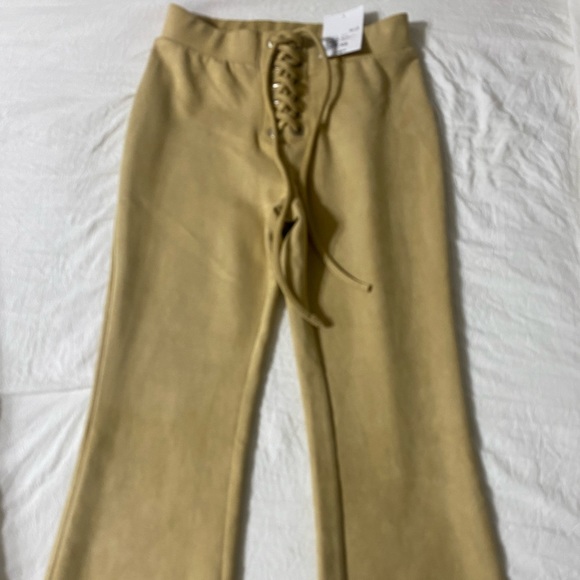 Suede creme camel color flared pants - Picture 3 of 6
